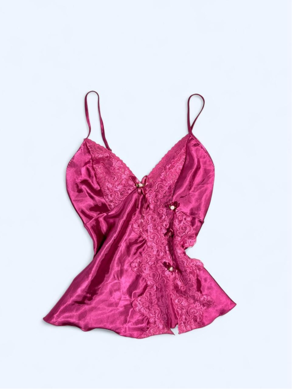 Silky Lace Trim Magenta Camisole